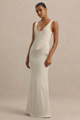 Morgan | Champagne Satin Corset Maxi Dress