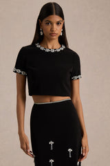 Salma | Black Hand-Embellished Top