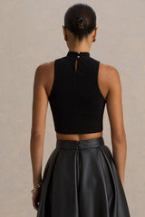 Sian | Black High-Neck Crop Top