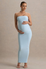 Juniper | Powder Blue Strapless Maternity Maxi Dress