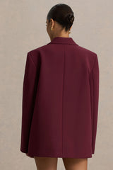 Katherine | Burgundy Plunge-Neck Tailored Blazer
