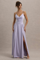 Jonas | Lilac Plunge-Neck Maxi Dress With Cami Straps