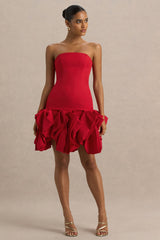 Erica | Red Ruffle Puffball Mini Dress