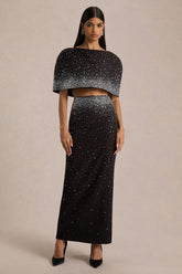 Fabiana | Black Hand-Embellished Maxi Skirt