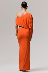 Marlena | Orange Twisted Split Maxi Skirt