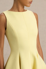 Gabrielle | Lemon Boat-Neck Skater Mini Dress
