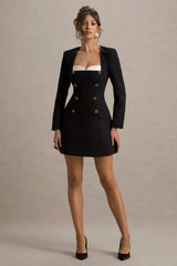 Sammie | Black & White Tailored Long-Sleeve Mini Dress