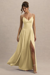 Jonas | Lemon Plunge-Neck Maxi Dress With Cami Straps