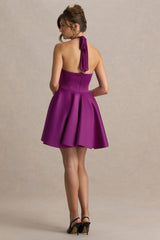 Peggy | Mulberry Halter-Neck Skater Mini Dress