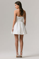 Distinguished | White Asymmetric Ruffled Mini Dress
