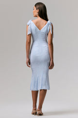 Dedicated | Powder Blue Plunge-Neck Split Midi Dress