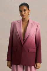 Enya | Cherry Ombre Plunge-Neck Satin Blazer