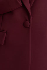 Katherine | Burgundy Plunge-Neck Tailored Blazer