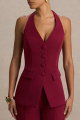 Tecla | Burgundy Button-Up Tailored Waistcoat