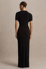 Arlena | Black High-Neck Wrapped Maxi Dress