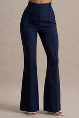 Jada | Navy Tailored Flared-Leg Trousers