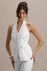 Tecla | White Button-Up Tailored Waistcoat