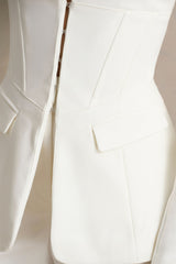 Unbeaten | White Fitted Corset Blazer Jacket