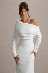Lou | White One-Shoulder Asymmetric Maxi Dress