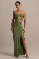 Laviza | Olive Strapless Cut-Out Wrap Maxi Dress