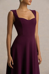 Andromeda | Burgundy Sweetheart-Neck Midi Dress