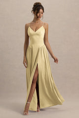 Jonas | Lemon Plunge-Neck Maxi Dress With Cami Straps