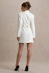 Prized | White Tailored Blazer Mini Dress With Bow
