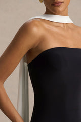 Kelilah | Black And White Bandeau Maxi Dress With Scarf Detail