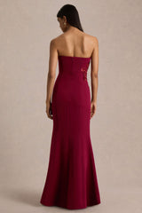 Aylana | Burgundy Bandeau Maxi Dress With Embellished Detail