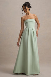 Maddalena | Light Green Bandeau Skater Maxi Dress