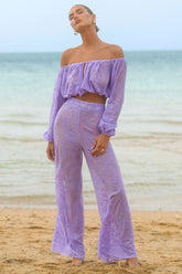 Fantini | Lilac Broidery Wide-Leg Trousers