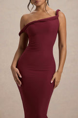 Salome | Berry Twisted Asymmetric Midi Dress