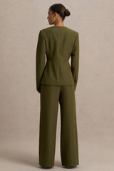 Silvia | Olive Straight-Leg Trousers