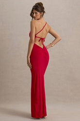 Dressing Up | Red One Shoulder Maxi Dress With Open Back Detail