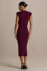 Hermia | Burgundy High-Neck Midi Dress