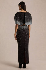 Fabiana | Black Hand-Embellished Maxi Skirt