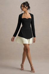 Lysette | Black Sweetheart Long-Sleeve Stretch Mini Dress