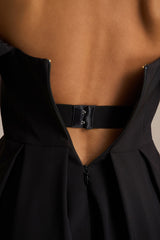 Cosima | Black Bardot-Neck Midi Dress