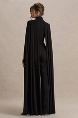 Dulcet | Black High-Neck Jumpsuit With Cape Sleeves