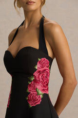 Tillie | Black Halter-Neck Midi Dress