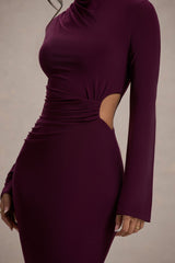 Anderson | Burgundy High-Neck Cut-Out Maxi Dress