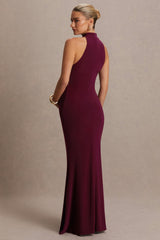 Kaia | Burgundy Halter-Neck Maternity Dress