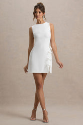 Kalina | White Mini Dress With Bow Detail