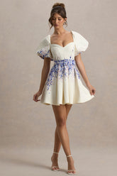 Tapia | Wisteria Print Linen Belted Mini Dress