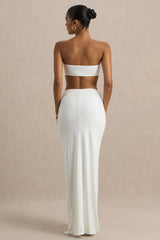 Elixir | Cream Sweetheart-Neck Maxi Dress with Cut-Out Details