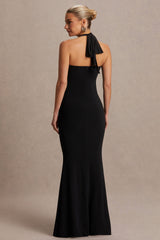 Avielle | Black Halter-Neck Maternity Maxi Dress