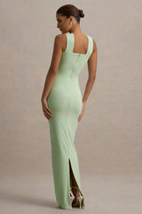 Nobu | Light Green Bandeau Maxi Dress With Halter-Collar