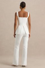 Aceline | White Square-Neck Tailored Jumpsuit