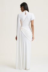 Tropic | White High-Neck Maxi With Long Cape Sleeve