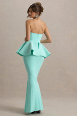 Louisiana | Mint Bandeau Peplum Maxi Dress